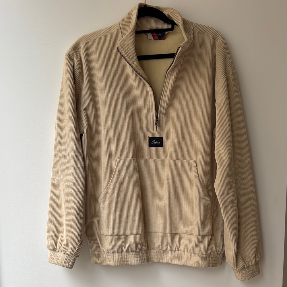 Alma de Ace Beige Corduroy Half-Zip Pullover